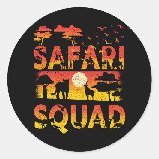 Sticker Rond Safari Squad Zoo Animaux africains (Devant)