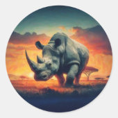 Sticker Rond Safari Sunset Rhino (Devant)