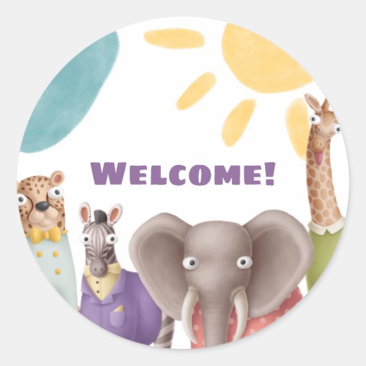 Sticker Rond Safari Welcome Cupcake Topper (Devant)