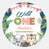 Sticker Rond Safari Wild One 1er anniversaire (Devant)
