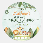 Sticker Rond Safari Wild One 1er anniversaire (Devant)