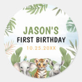 Sticker Rond Safari Wild One 1st Boy Birthday (Devant)