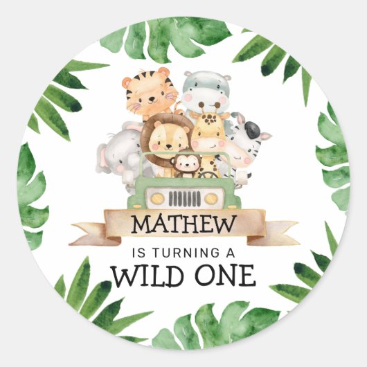 Sticker Rond Safari Wild Un Anniversaire (Devant)