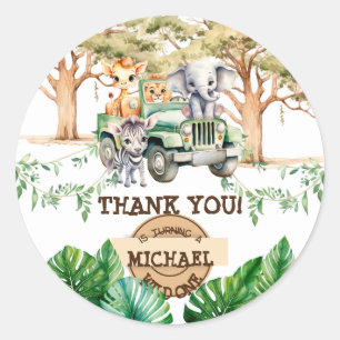 Sticker Rond Safari Wild Un Anniversaire