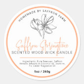Sticker Rond Saffron candle ingredients hand drawn logo (Devant)