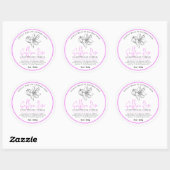 Sticker Rond Saffron rose candle ingredient drawn logo mauve (Feuille)