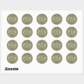 Sticker Rond Sage Botanique Vert Monogrammé (Feuille)