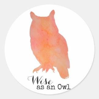 Sticker Rond Sage comme un hibou typographique aquarelle