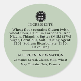 Sticker Rond Sage CUSTOM Green Allergy Alert Boulangerie Stick