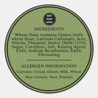 Sticker Rond Sage CUSTOM Green Allergy Alert Boulangerie Stick