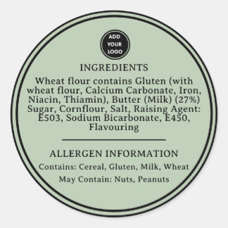 Sticker Rond Sage CUSTOM Green Allergy Alert Boulangerie Stick