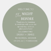 Sticker Rond Sage élégant la nuit avant le Merci Mariage (Devant)