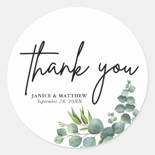 Sticker Rond Sage Eucalyptus Woodland Mariage (Devant)