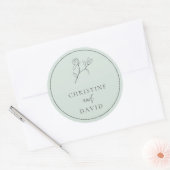 Sticker Rond Sage floral Mariage simple de Bohême (Enveloppe)