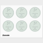 Sticker Rond Sage floral Mariage simple de Bohême (Feuille)
