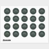 Sticker Rond Sage foncé moderne Vert mignon Noël (Feuille)