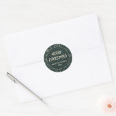 Sticker Rond Sage foncé moderne Vert mignon Noël (Enveloppe)