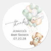 Sticker Rond Sage Green Bearly wait Merci de douche moderne (Devant)