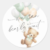 Sticker Rond Sage Green Bearly wait Moderne Genre Neutre (Devant)