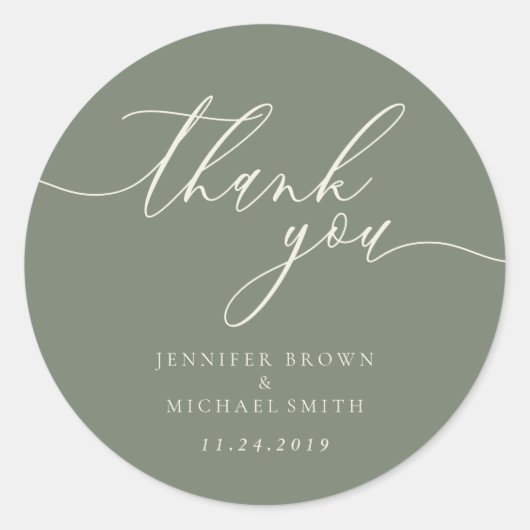 Sticker Rond Sage Green Beige concept Détails Texte signature (Devant)