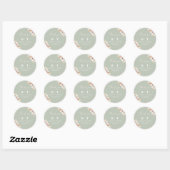 Sticker Rond Sage Green Boho Floral Élégant Mariage Monogramme (Feuille)