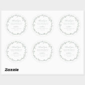 Sticker Rond Sage Green Botanical Wreath Wedding Favor (Feuille)
