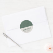 Sticker Rond Sage Green Cheers Élégant Mariage personnalisé (Enveloppe)
