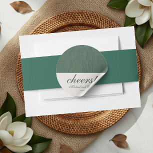 Sticker Rond Sage Green Cheers Élégant Mariage personnalisé