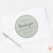 Sticker Rond Sage Green Chic Script Merci pour votre achat (Enveloppe)