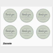 Sticker Rond Sage Green Chic Script Merci pour votre achat (Feuille)