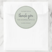 Sticker Rond Sage Green Chic Script Merci pour votre achat (Sac)