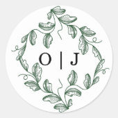 Sticker Rond Sage Green Classic Floral Wedding (Devant)