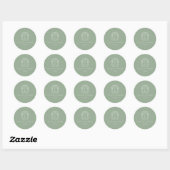 Sticker Rond Sage Green Crest Monogramme Mariage Enveloppe Scea (Feuille)