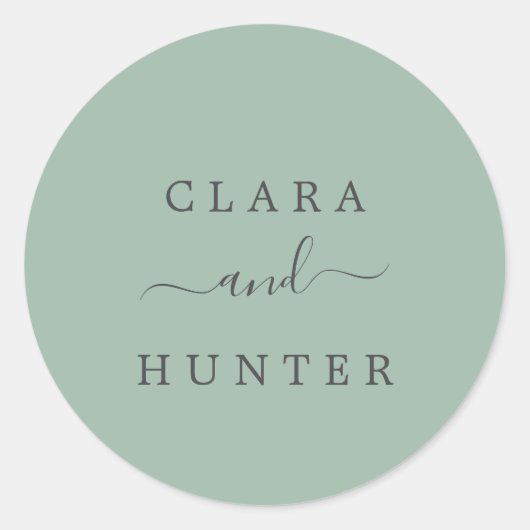 Sticker Rond Sage Green et Mariage de charbon de bois (Devant)