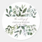 Sticker Rond Sage Green Eucalyptus Verdure Mariage Faveur Cadea (Devant)