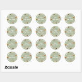 Sticker Rond Sage Green Fall Ladybug Baby shower de verdure (Feuille)