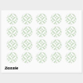 Sticker Rond Sage Green Geometric Deco Cube Pattern (Feuille)