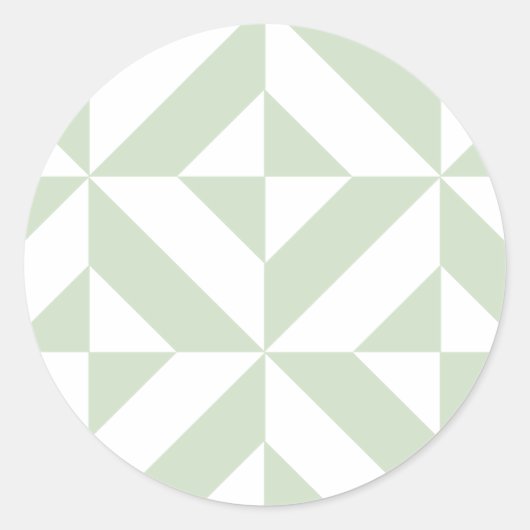 Sticker Rond Sage Green Geometric Deco Cube Pattern (Devant)