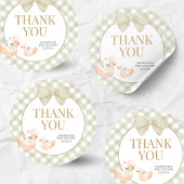 Sticker Rond Sage Green Gingham Silly Goose Baby Shower