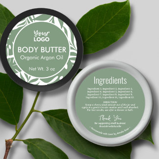 Sticker Rond Sage Green Ingrédients botaniques naturels Étiquet