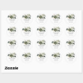Sticker Rond Sage Green Ivory Muted Floral Wedding | (Feuille)