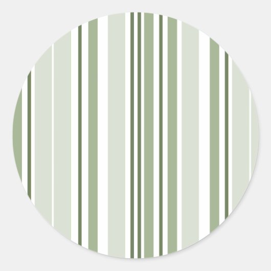 Sticker Rond Sage Green (Light, Medium, Dark) and White Stripes (Devant)