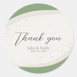 Sticker Rond Sage Green Mariage Abstrait Faveur