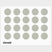 Sticker Rond Sage Green Mariage Simple Calligraphie Script Trea (Feuille)