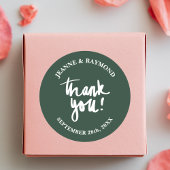 Sticker Rond Sage Green Merci Calligraphie Mariage Faveur