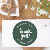 Sticker Rond Sage Green Merci Calligraphie Mariage Faveur