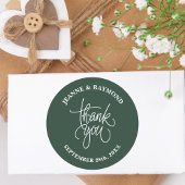 Sticker Rond Sage Green Merci Calligraphie Mariage Faveur