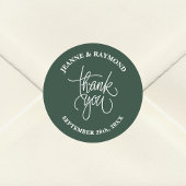 Sticker Rond Sage Green Merci Calligraphie Mariage Faveur