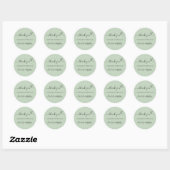 Sticker Rond Sage green merci coeur mariage (Feuille)