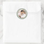 Sticker Rond Sage Green Modern Mariage Photo Enregistrer La Dat (Sac)